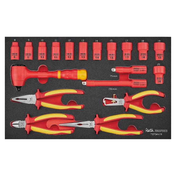 Teng Tools 19 Piece 1000 Volt Insulated 3/8 Inch D...