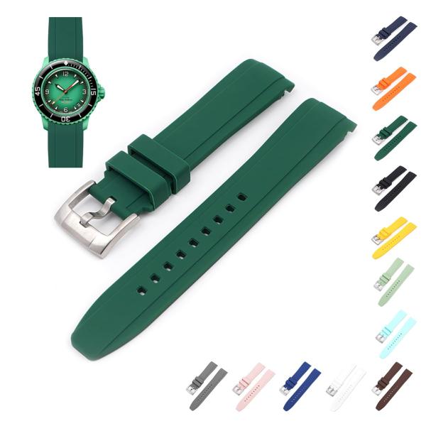 22mm Curved End Rubber Band For Blancpain X Swatch...