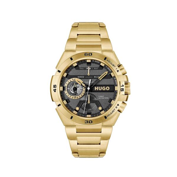 HUGO Men's #Wild Thin Gold Ionic Plated Stainless ...