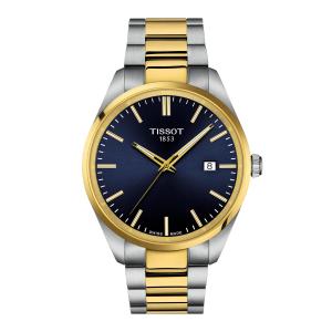 Tissot PR100 T1504102204100 40mm メンズ スイスクォーツ ゴールドPVDブレスレット ネイビーダイヤル 日付