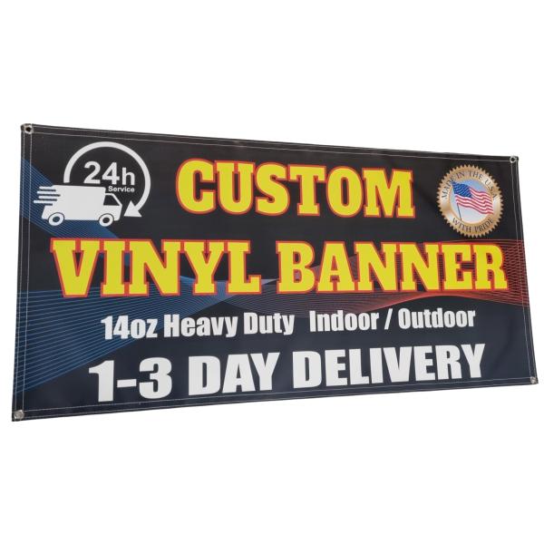 Custom Vinyl Banner, 14oz Premium Coated Vinyl, Fu...