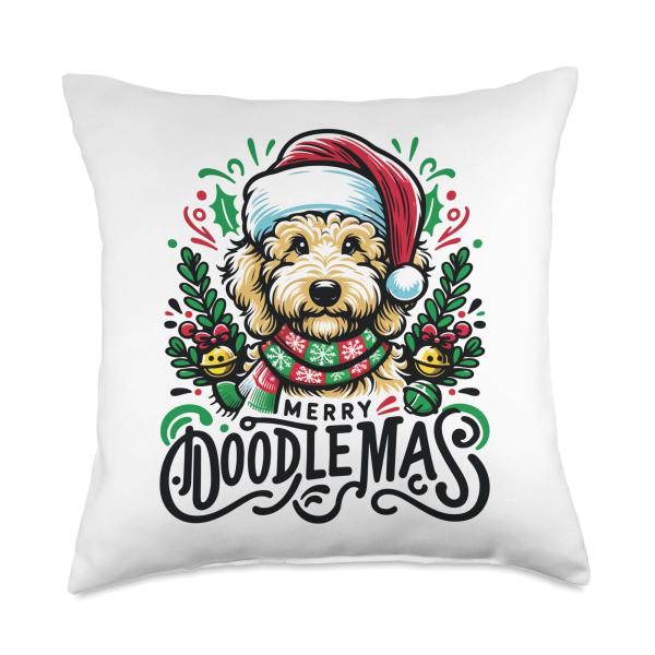 Goldendoodle Christmas Cute Doodle Dog Throw Pillo...