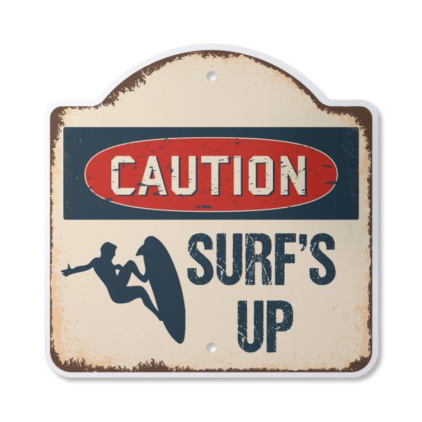 Surf's Up Caution 12" X 12" Sign | Indoor/Outdoor ...