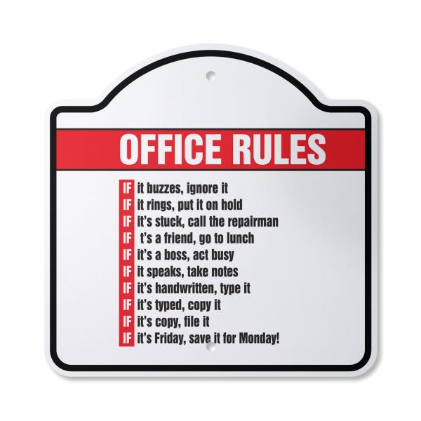 Office Rules 12" X 12" Sign | Indoor/Outdoor Plast...