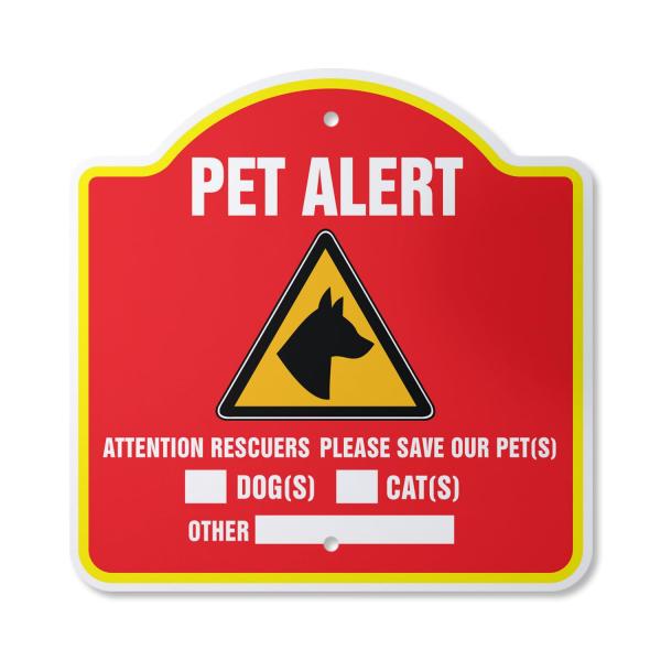 Pet Alert 14" x 14" Sign | Indoor/Outdoor Plastic ...