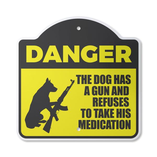 Danger Dog Has A 14" x 14" Sign | Indoor/Outdoor P...