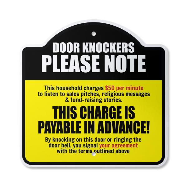 Door Knockers Please Note 14" x 14" Sign | Indoor/...