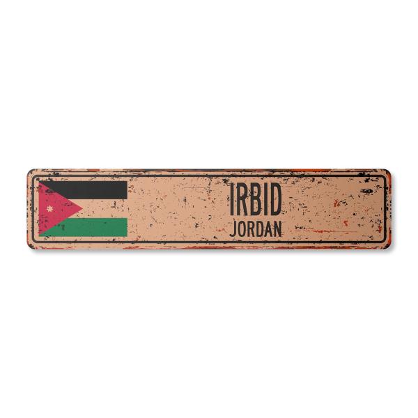 IRBID JORDAN Vintage Plastic Street Sign Jordanian...