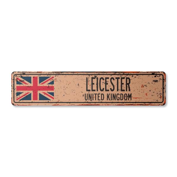 Leicester United Kingdom Vintage Aluminum Street S...