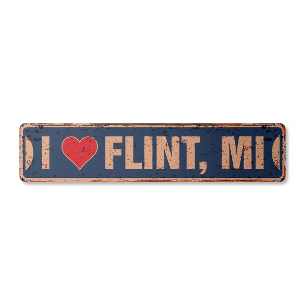 I LOVE FLINT MICHIGAN Vintage Plastic Street Sign ...