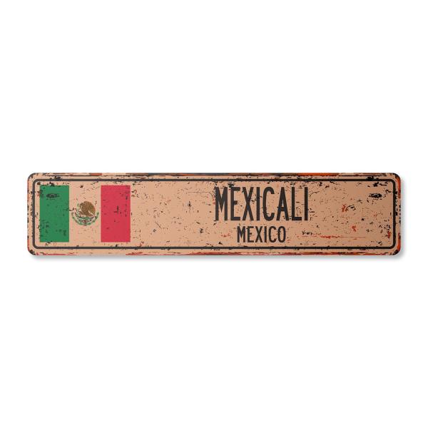 Mexicali Mexico Vintage Aluminum Street Sign Mexic...