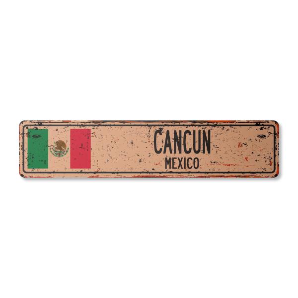 Cancun Mexico Vintage Aluminum Street Sign Mexican...