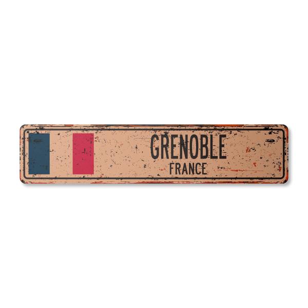 GRENOBLE FRANCE Vintage Plastic Street Sign French...