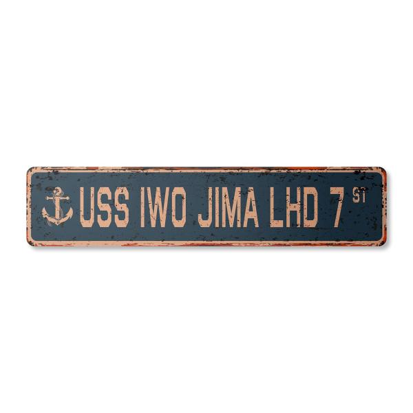 USS IWO JIMA LHD 7 Vintage Plastic Street Sign us ...