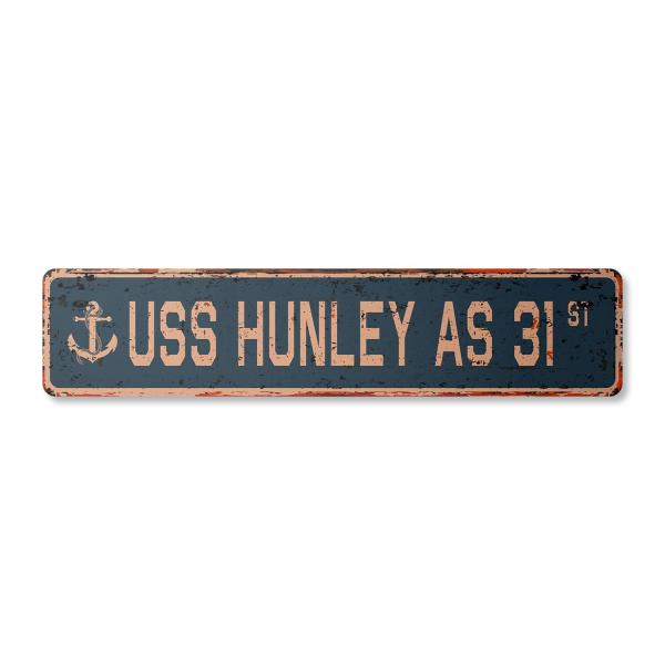 USS HUNLEY AS 31 Vintage Plastic Street Sign us na...