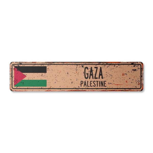 GAZA PALESTINE Vintage Plastic Street Sign Palesti...