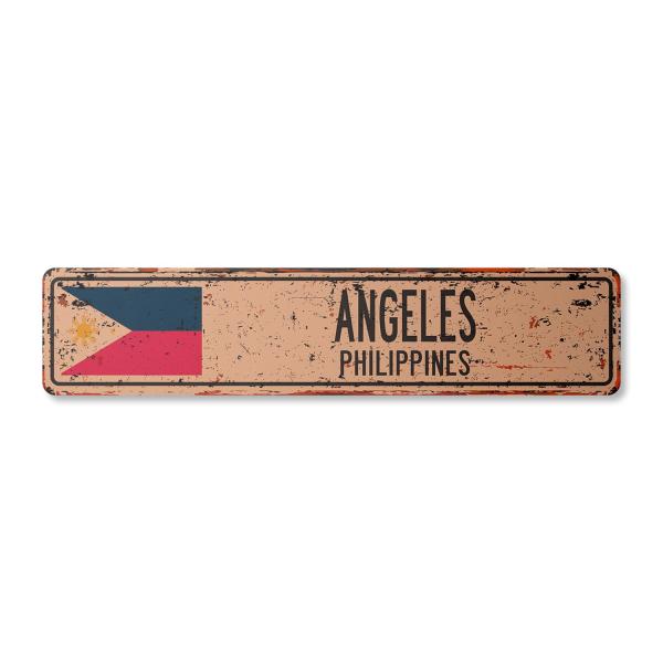 Angeles Philippines Vintage Plastic Street Sign Fi...