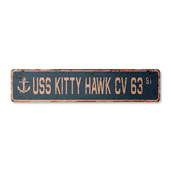 USS KITTY HAWK CV 63 Vintage Aluminum Street Sign ...