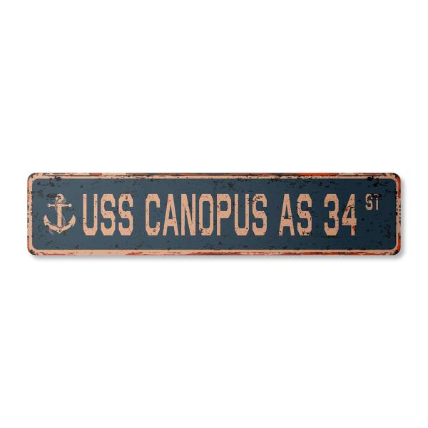 USS Canopus AS 34 Vintage Plastic Street Sign us N...