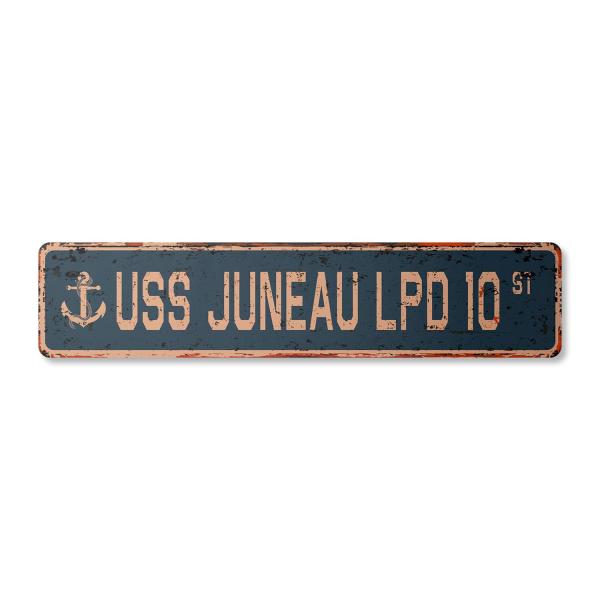 USS JUNEAU LPD 10 Vintage Plastic Street Sign us n...
