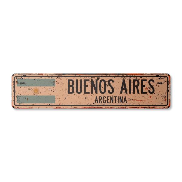 Buenos Aires Argentina Vintage Plastic Street Sign...