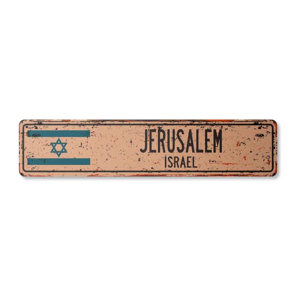 JERUSALEM ISRAEL Vintage Plastic Street Sign Israe...