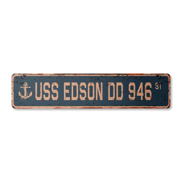 USS EDSON DD 946 Vintage Aluminum Street Sign us n...