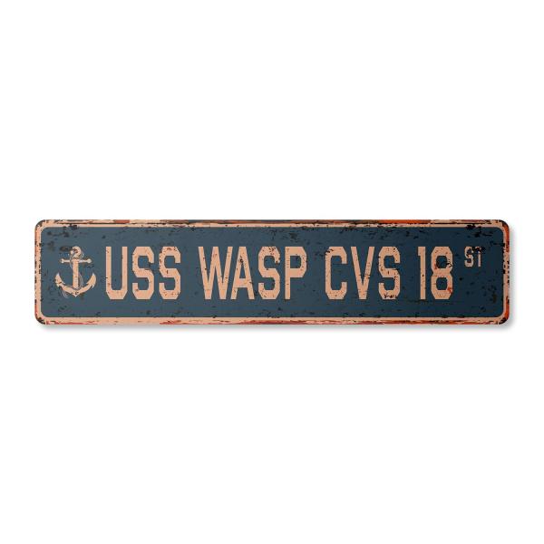 USS WASP CVS 18 Vintage Plastic Street Sign us Nav...