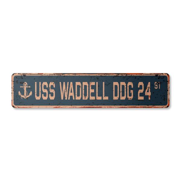 USS Waddell DDG 24 Vintage Plastic Street Sign us ...