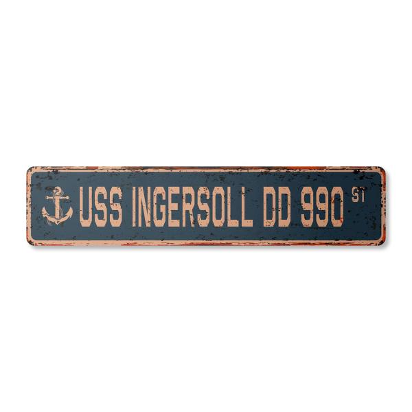 USS INGERSOLL DD 990 Vintage Plastic Street Sign u...