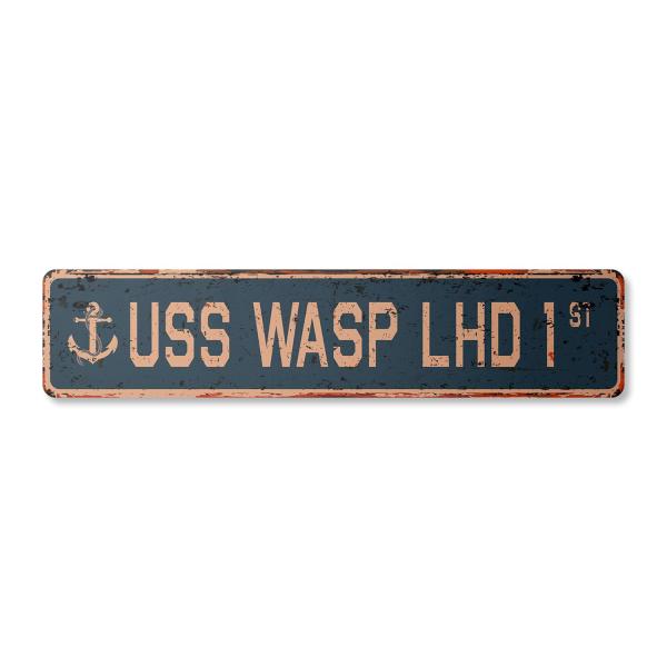 USS WASP LHD 1 Vintage Plastic Street Sign us Navy...