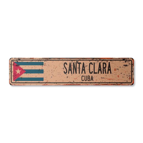 Santa Clara Cuba Vintage Plastic Street Sign Cuban...