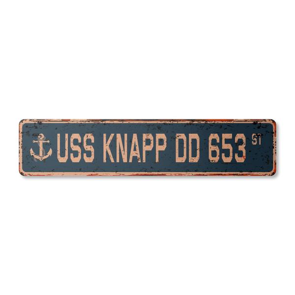 USS KNAPP DD 653 Vintage Plastic Street Sign us na...
