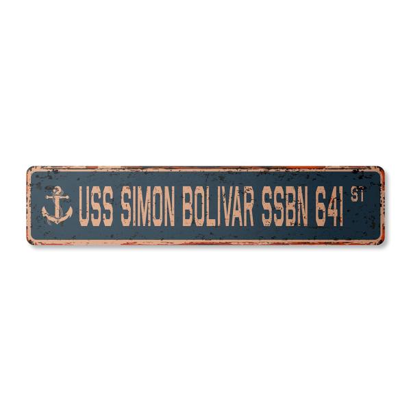 USS Simon Bolivar SSBN 641 Vintage Aluminum Street...