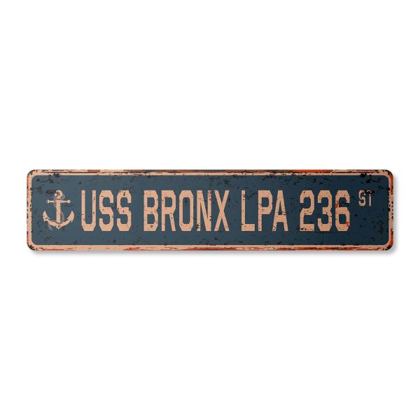 USS Bronx LPA 236 Vintage Plastic Street Sign us N...