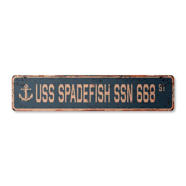 USS Spadefish SSN 668 Vintage Plastic Street Sign ...