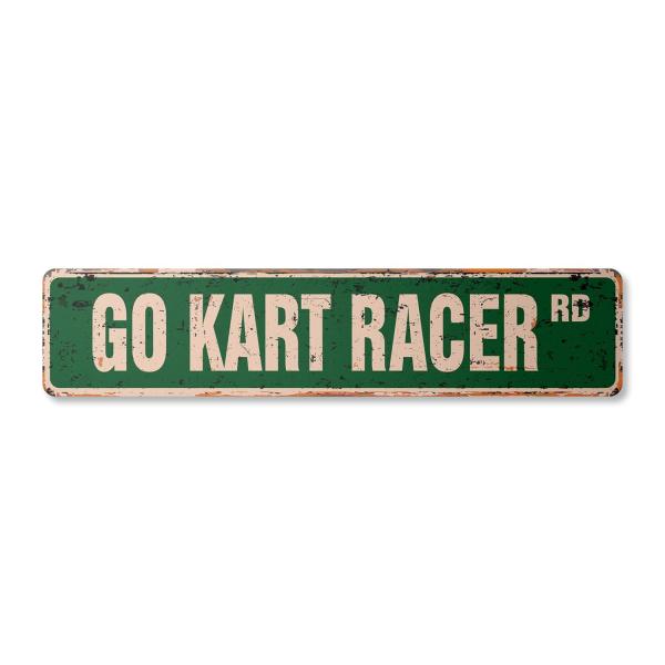 GO KART RACER Vintage Aluminum Street Sign go-kart...