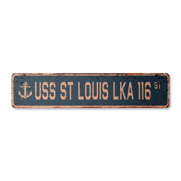 USS ST Louis LKA 116 Vintage Plastic Street Sign u...