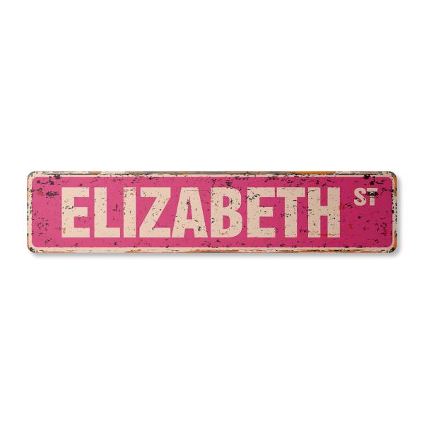 ELIZABETH Vintage Plastic Street Sign Childrens Na...