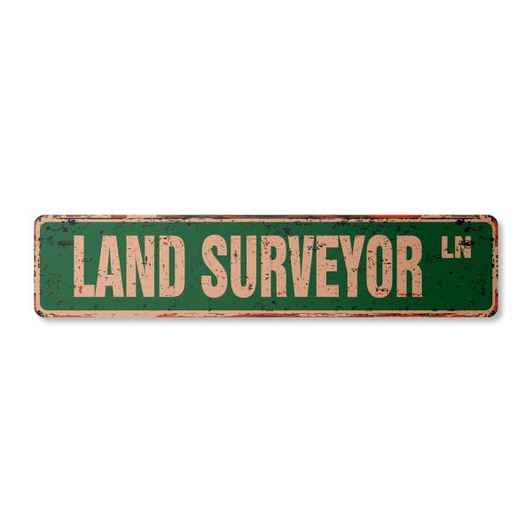 Land Surveyor Vintage Aluminum Street Sign Surveyi...