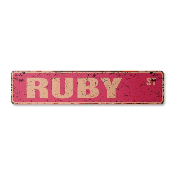Ruby Vintage Plastic Street Sign Childrens Name Ro...