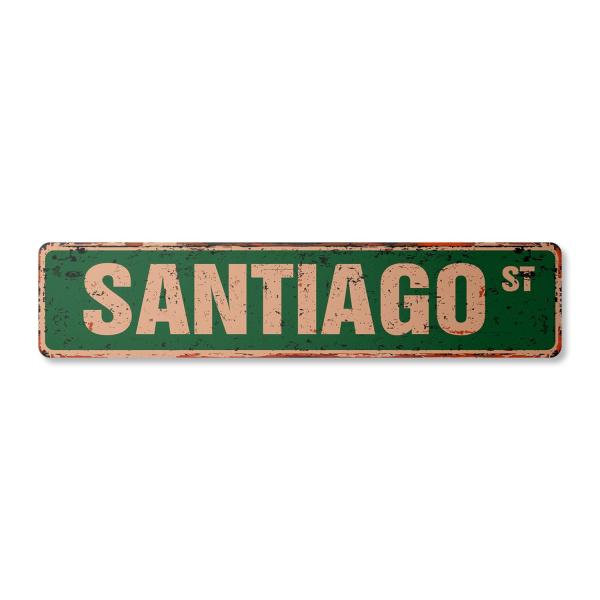 Santiago Vintage Plastic Street Sign Childrens Nam...