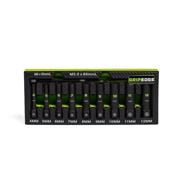 GRIPEDGE Tools | 9個 - 1/4インチドライブディープメトリックRPTソケットエク...