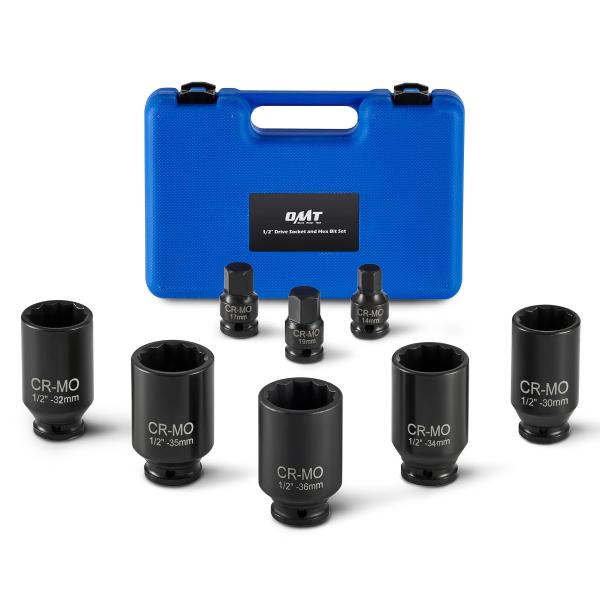 Orion Motor Tech 8pc Axle Nut Socket Set, 1/2 in D...