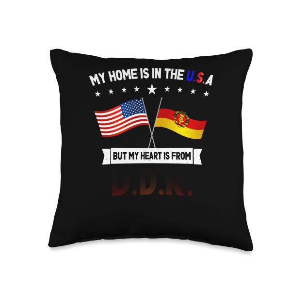 DDR ＆ USA Flag for proud People DDR ＆ USA Throw Pi...