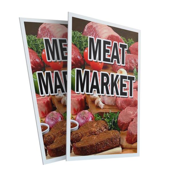 Meat Market (2-Pack) 24" x 36" Plastic Signs | Sig...