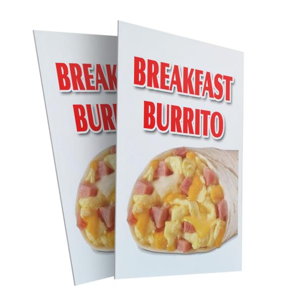 Breakfast Burrito (2-Pack) 24" x 36" Plastic Signs...