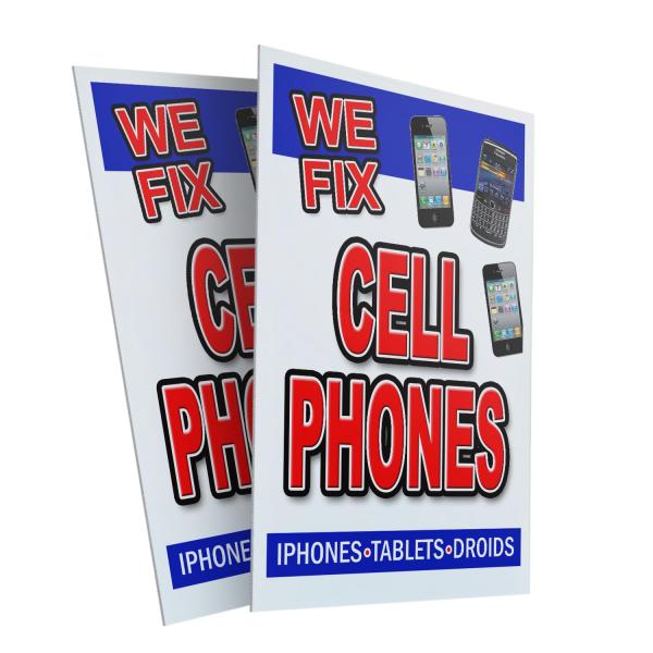 We Fix Cell Phones (2-Pack) 24" x 36" Plastic Sign...