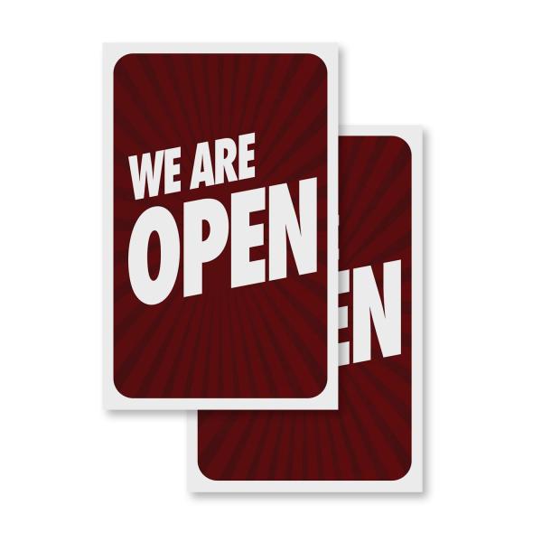 We are Open (2-Pack) 24" x 36" Vinyl Decals | Sign...