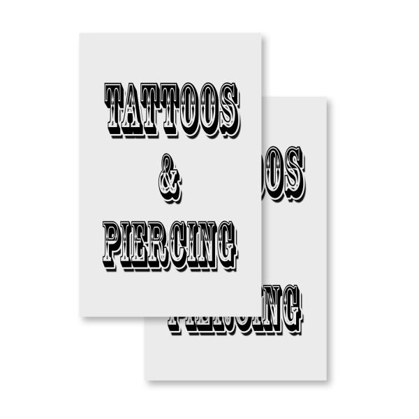 Tattoos ＆ Piercing (2-Pack) 24" x 36" Vinyl Decals...